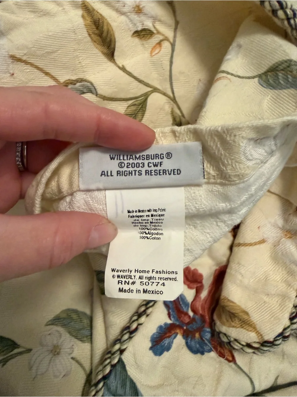 Reversible designer Waverly Floral Cream Botanical comforter and shams
